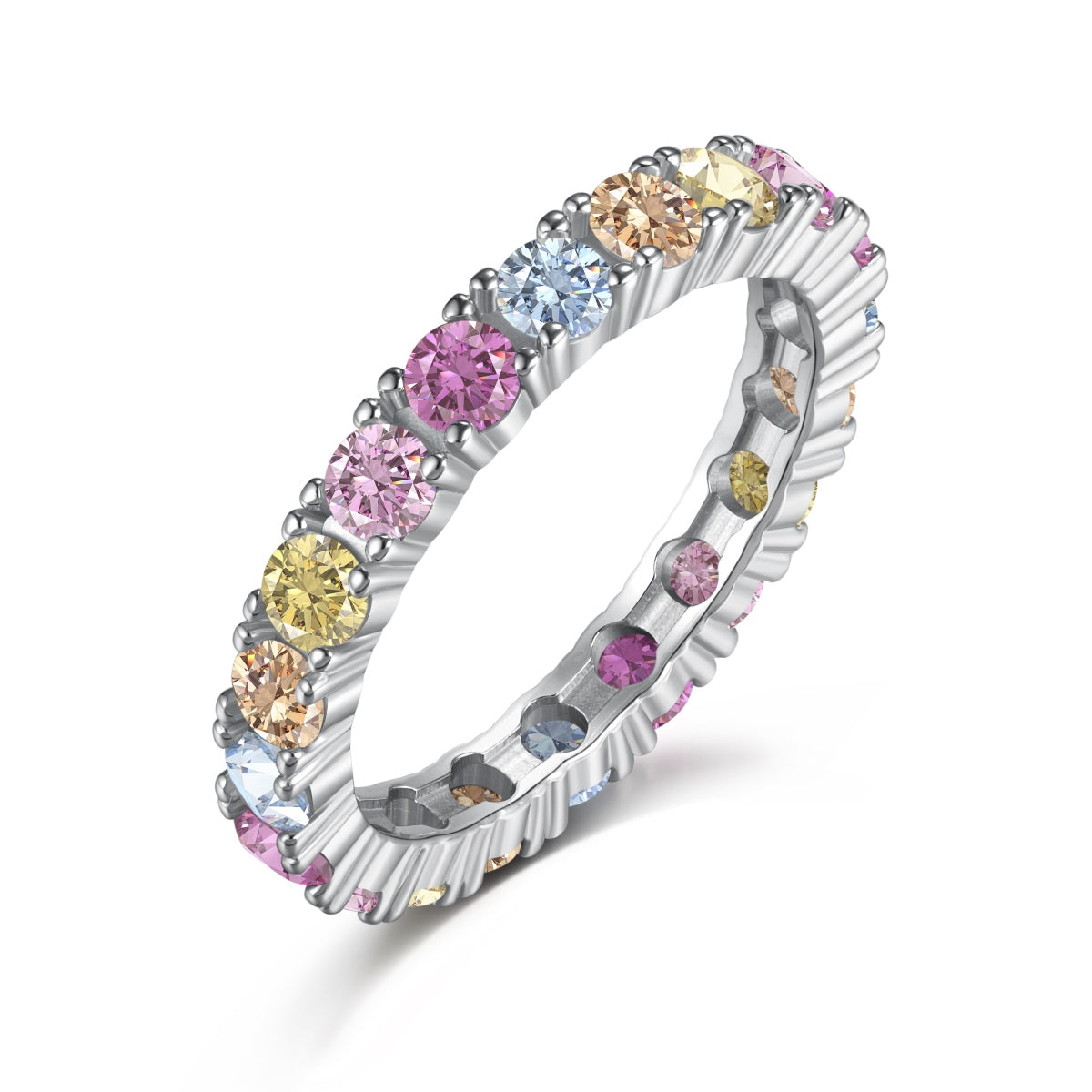 [Clover Jewelery]Dazzling Lustrous Round Cut Tennis Ring
