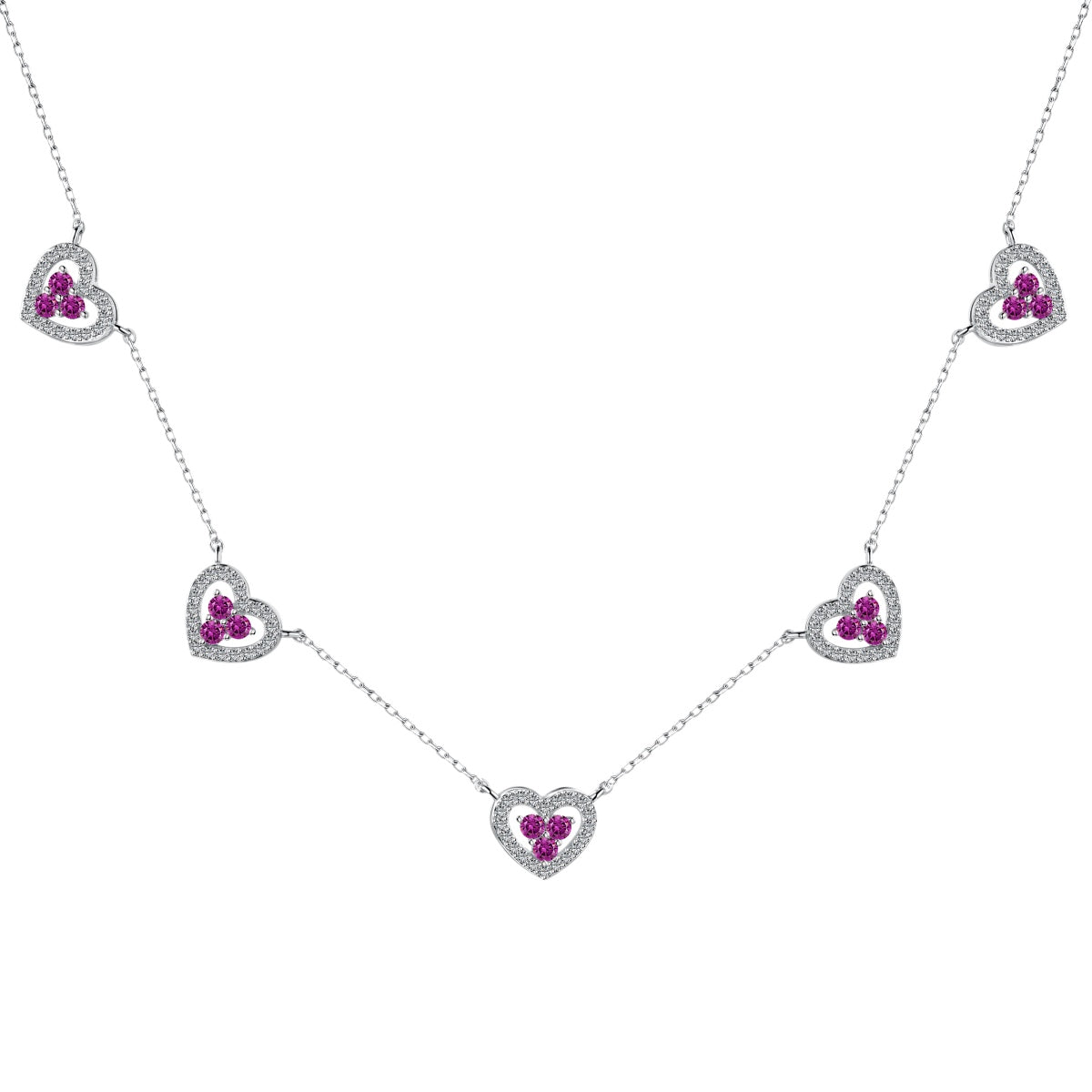 [Clover Jewelery]Sparkling Five Heart Necklace
