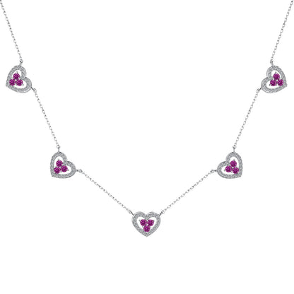[Clover Jewelery]Sparkling Five Heart Necklace
