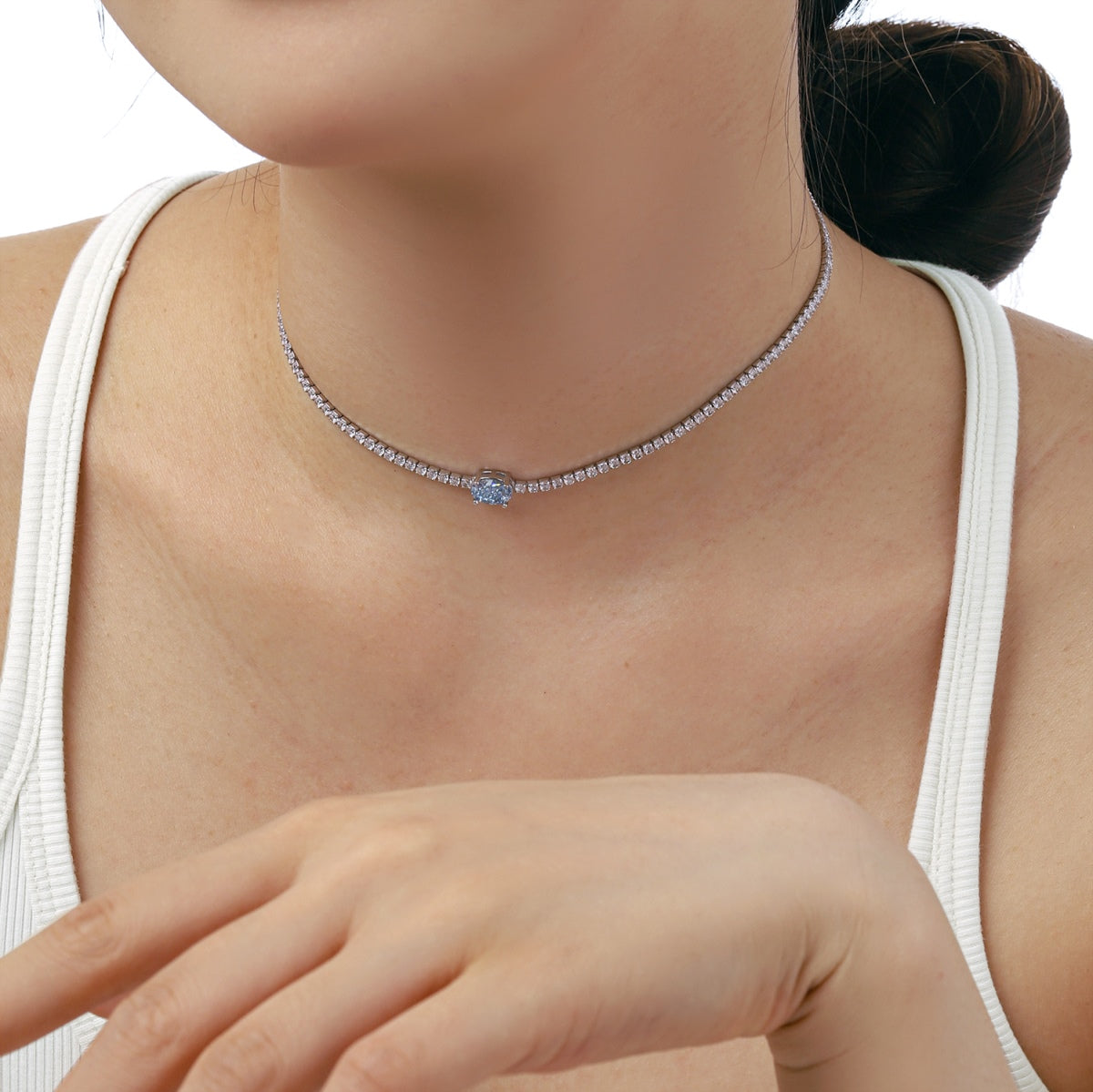 [Clover Jewelery]1.0 Carat Shining Oval Cut Necklace