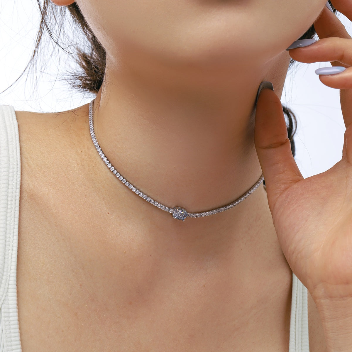 [Clover Jewelery]1.0 Carat Shining Oval Cut Necklace