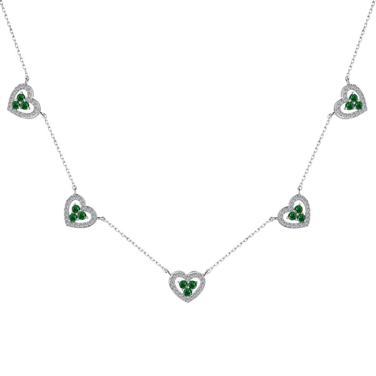 [Clover Jewelery]Sparkling Five Heart Necklace