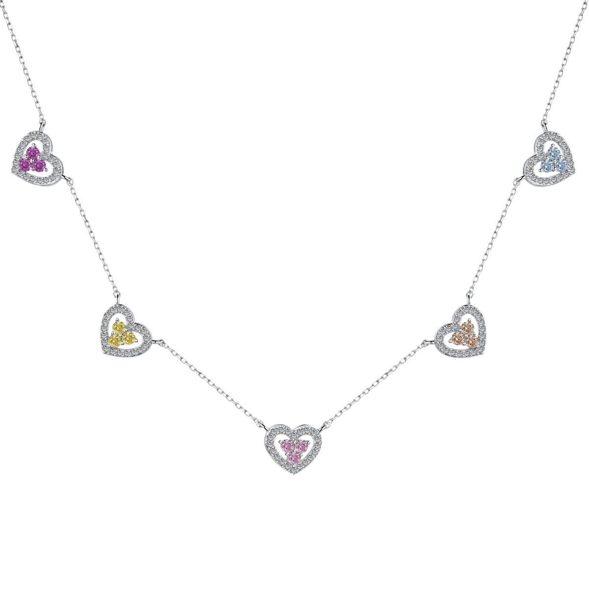 [Clover Jewelery]Sparkling Five Heart Necklace