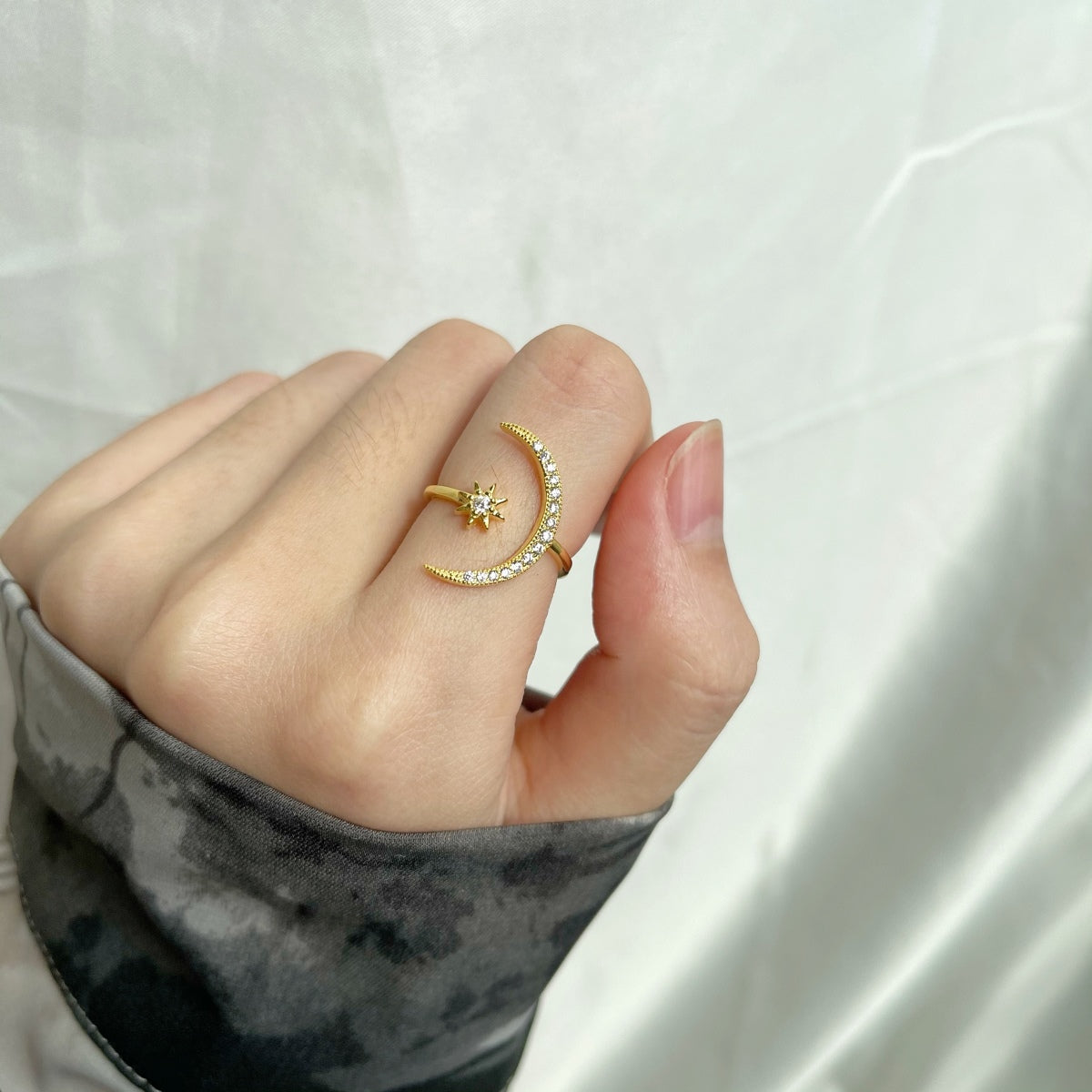 [Clover Jewelery]Eternity Moon & Star Ring