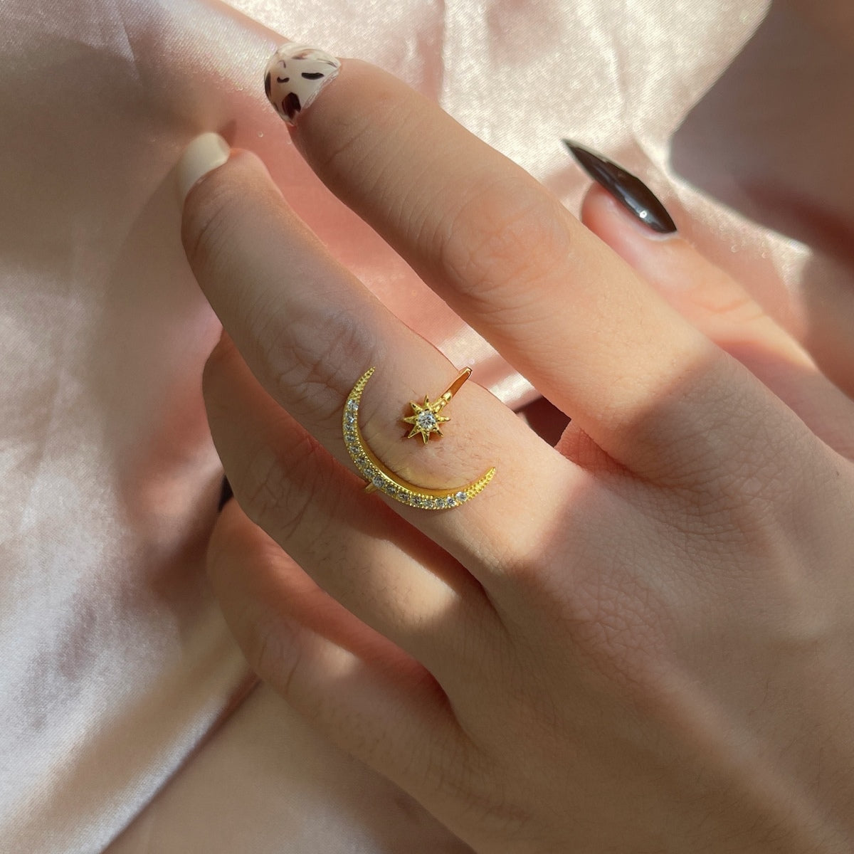[Clover Jewelery]Eternity Moon & Star Ring