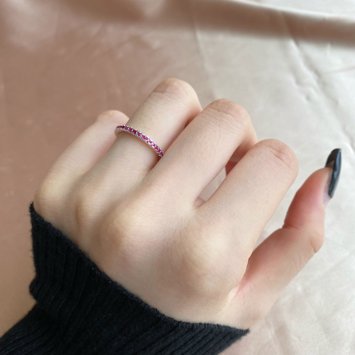 [Clover Jewelery]Delicate Sparkling Round Cut Daily Ring
