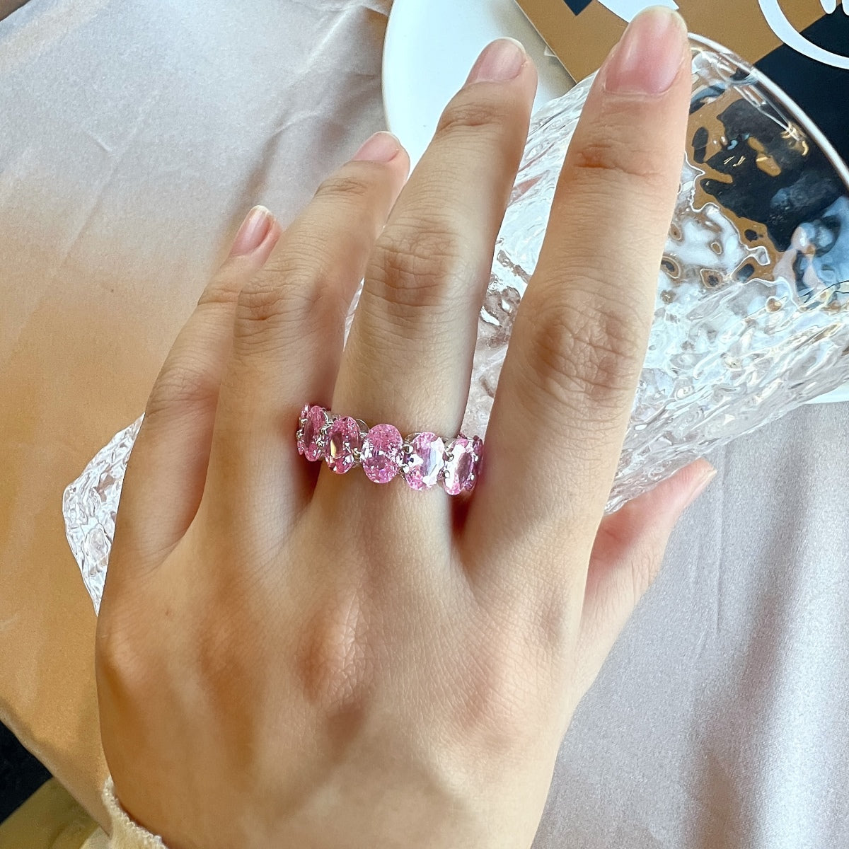 [Clover Jewelery]Dainty Elongated Cushion Cut Tennis Ring