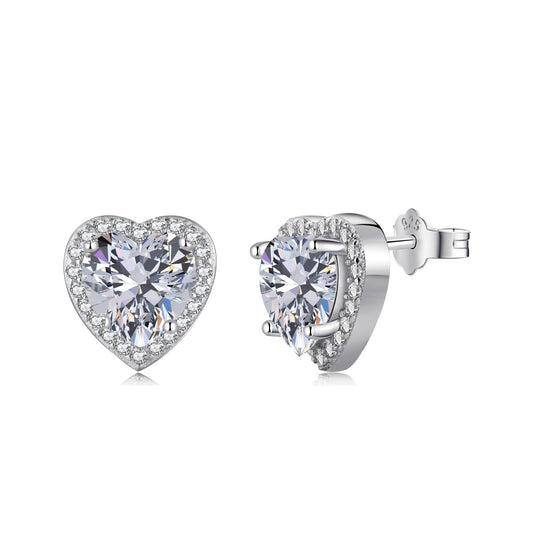 [Clover Jewelery]Sparkling Heart Shape Lover Earrings