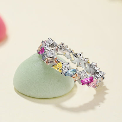 [Clover Jewelery]Dazzling Polychromatic Multi cut Daily Ring