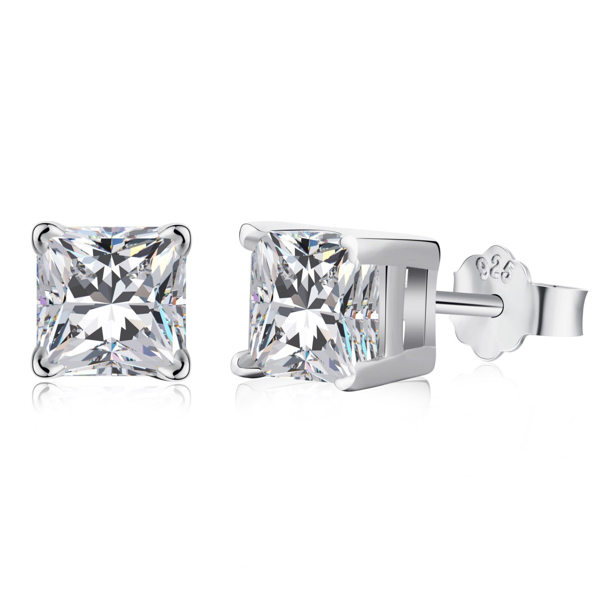 [Clover Jewelery]1.0 Carat Radiant Princess Cut Wedding Earrings