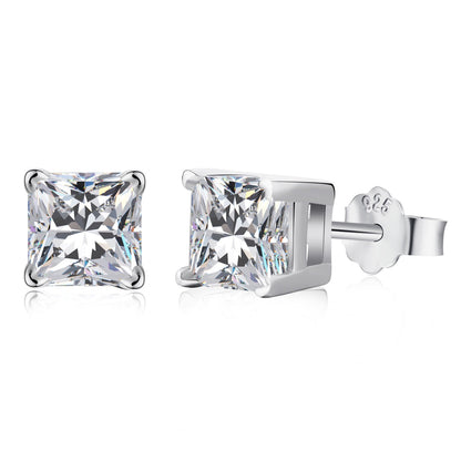 [Clover Jewelery]1.0 Carat Radiant Princess Cut Wedding Earrings