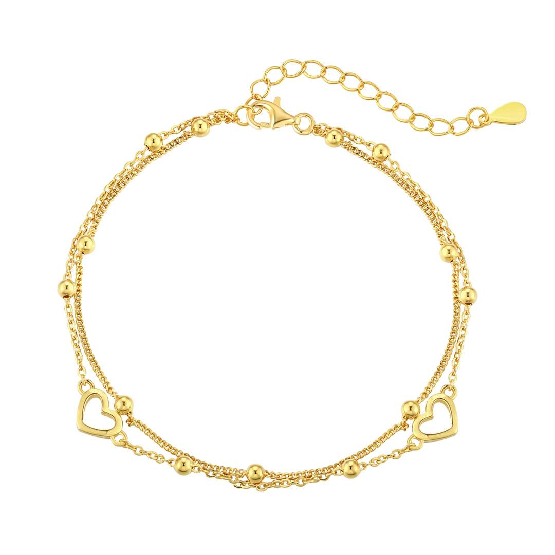 [Clover Jewelery]Dainty Double Layer Love Heart Bracelet