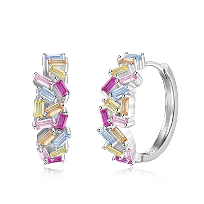 [Clover Jewelery]Dazzling Colorful Emerald Cut Daily Earrings
