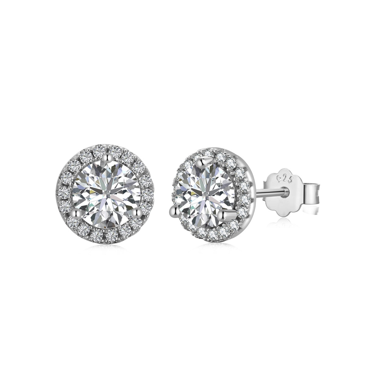 [Clover Jewelery]Classic Princess Round Shape Earrings