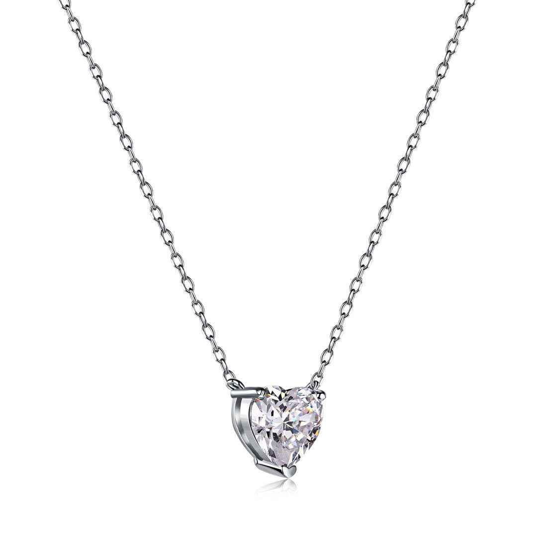 [Clover Jewelery]Heart Shape Main Stone Pendant Collarbone Necklace