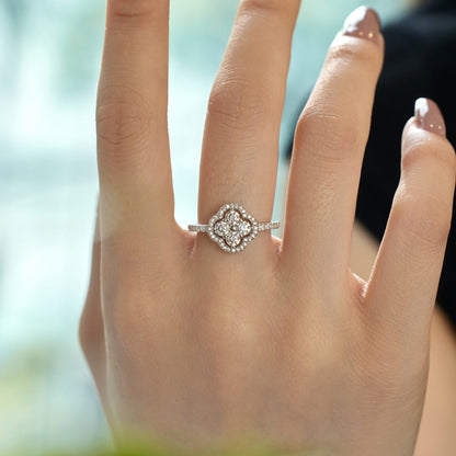 [Clover Jewelery]Four Leaf Clover Flower Design Ring