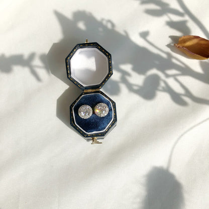 [Clover Jewelery]Classic Princess Round Shape Earrings