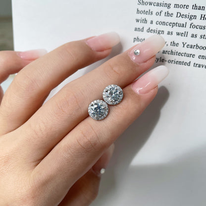 [Clover Jewelery]Classic Princess Round Shape Earrings