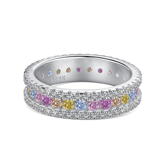 [Clover Jewelery]Delicate Colorful Round Cut Daily Ring
