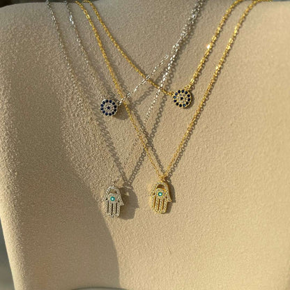[Clover Jewelery]Demon Eye Hamsa Palm Necklace