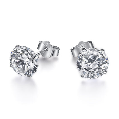 [Clover Jewelery]Stylish Shiny Round Center Stone Stud Earrings