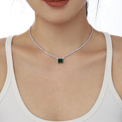 [Clover Jewelery]4.0 Carat Elegant Radiant Cut Necklace