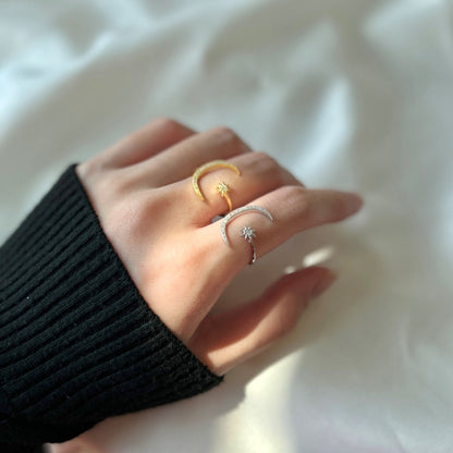 [Clover Jewelery]Eternity Moon & Star Ring
