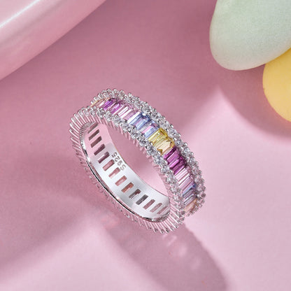 [Clover Jewelery]Dainty Kaleidoscopic Emerald Cut Daily Ring