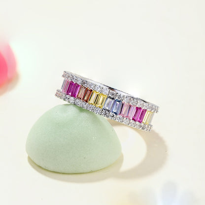 [Clover Jewelery]Dainty Kaleidoscopic Emerald Cut Daily Ring
