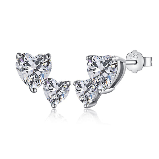 [Clover Jewelery]Double Heart-Shape Classic Princess Style Earrings