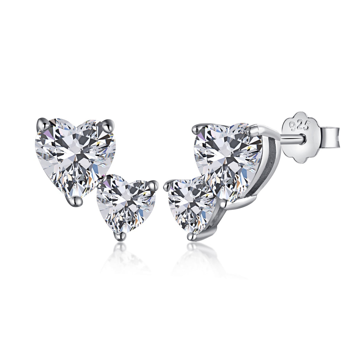 [Clover Jewelery]Double Heart-Shape Classic Princess Style Earrings