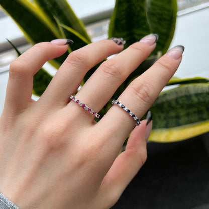 [Clover Jewelery]Exquisite Colorful Round Cut Tennis Ring