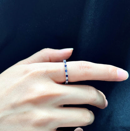 [Clover Jewelery]Exquisite Colorful Round Cut Tennis Ring