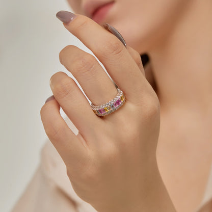 [Clover Jewelery]Dainty Colorful Radiant Cut Daily Ring