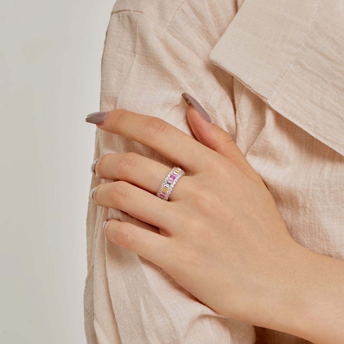 [Clover Jewelery]Dainty Colorful Radiant Cut Daily Ring