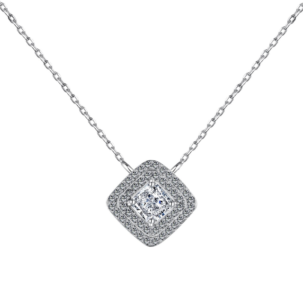 [Clover Jewelery]Sparkling Asscher Cut Necklace