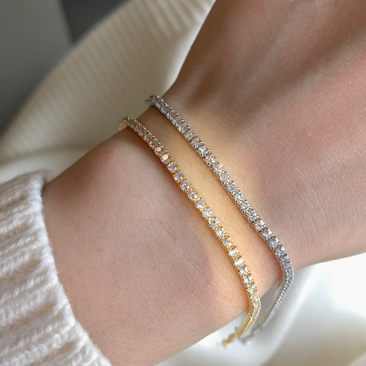 [Clover Jewelery]Radiant Shinning Princess Cut Tennis Bracelet