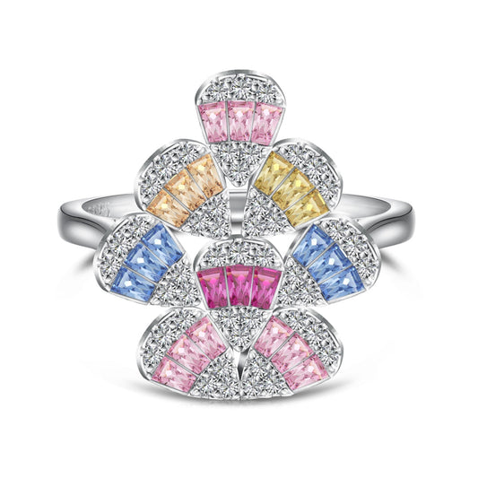 [Clover Jewelery]Sparkling Colorful Water Drop Shape Daily Ring