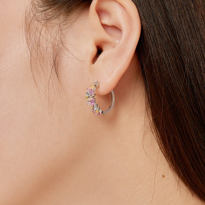 [Clover Jewelery]Dazzling Colorful Emerald Cut Daily Earrings