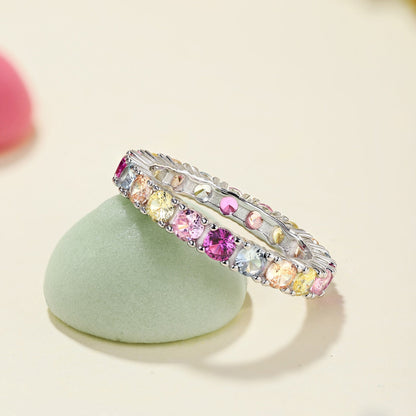 [Clover Jewelery]Dazzling Lustrous Round Cut Tennis Ring