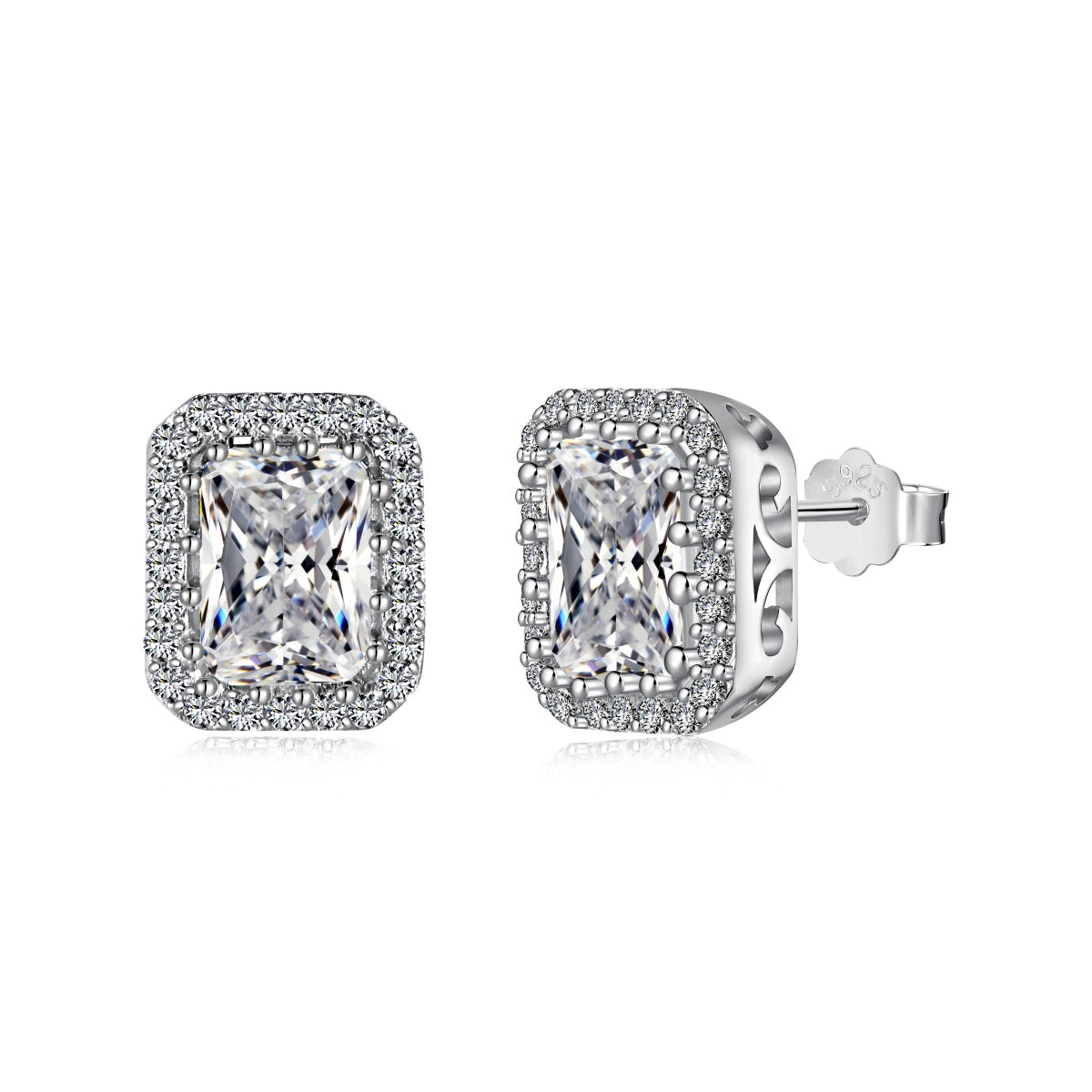 [Clover Jewelery]1.0 Carat Luxurious Dainty Emerald Cut Daily Earrings