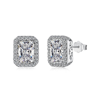 [Clover Jewelery]1.0 Carat Luxurious Dainty Emerald Cut Daily Earrings