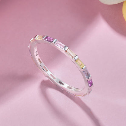 [Clover Jewelery]Exquisite Multicolored Emerald Cut Daily Ring