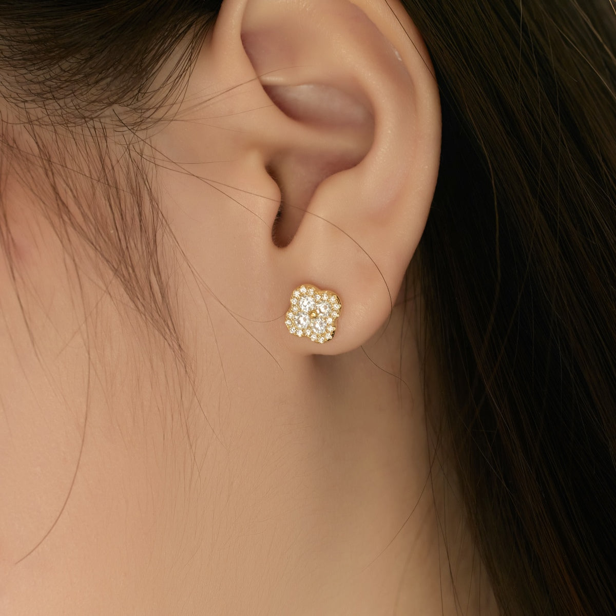 [Clover Jewelery]Four-Leaf Clover Flower Shaped Earrings