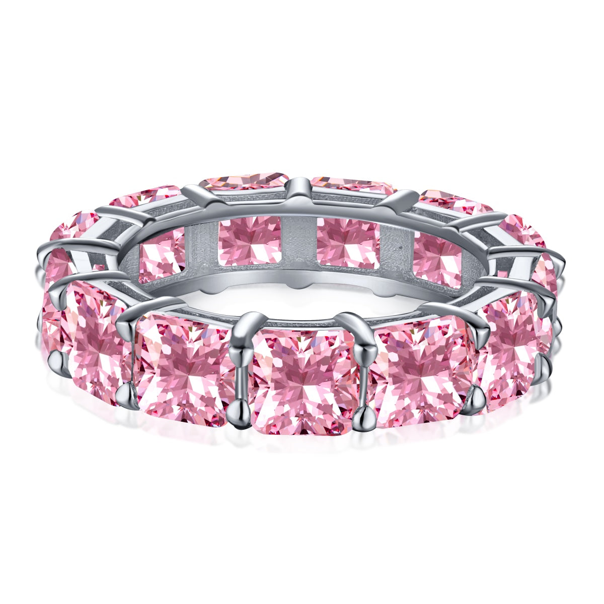 [Clover Jewelery]Elegant Princess Cut Tennis Ring