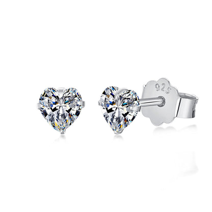 [Clover Jewelery]Sparkling Heart Shaped Simple Earrings
