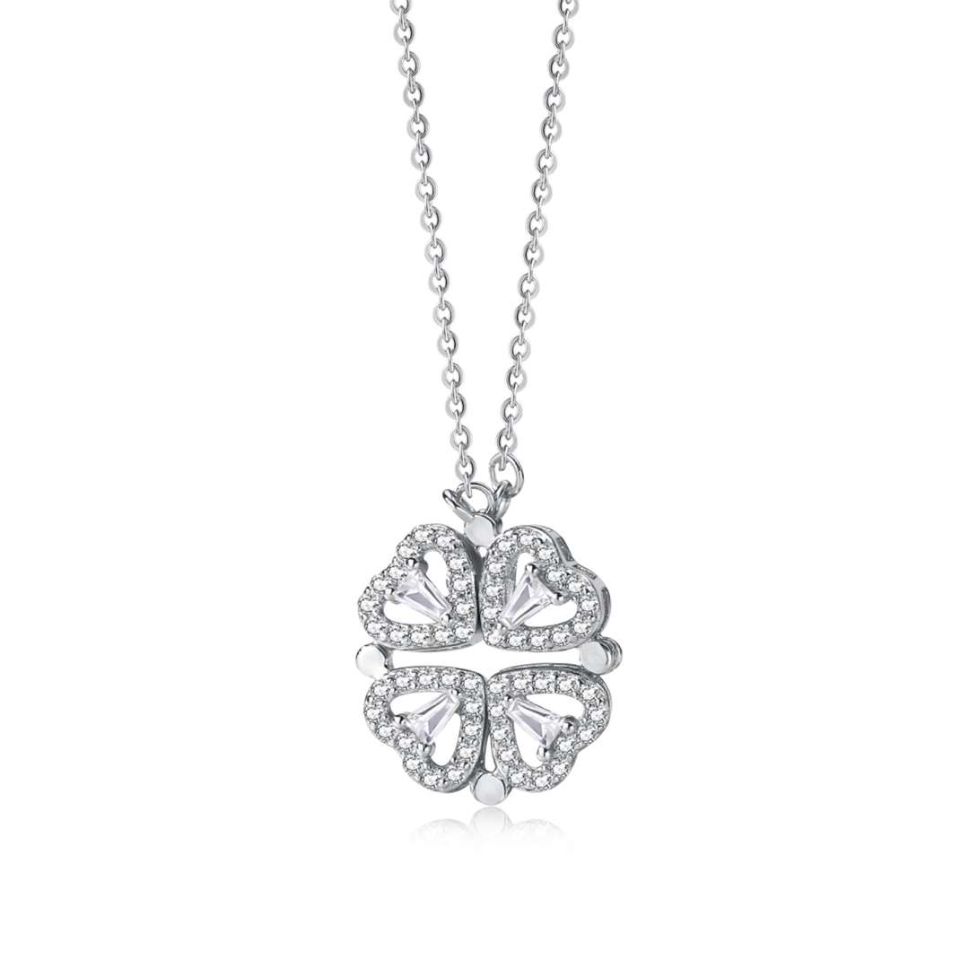 [Clover Jewelery]Ornate Heart Cut Flower Shape Necklace