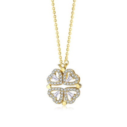 [Clover Jewelery]Ornate Heart Cut Flower Shape Necklace