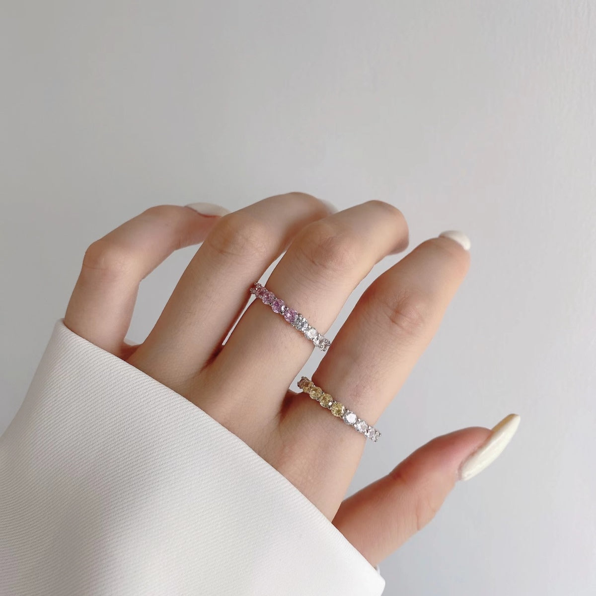 [Clover Jewelery]Sparkling Round Cut Tennis Ring