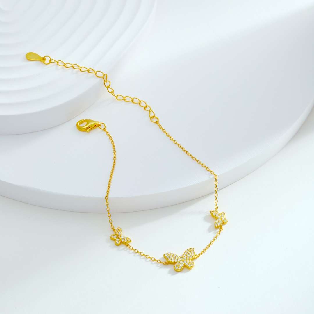 [Clover Jewelery]Delicate Butterfly Pendant Bracelet